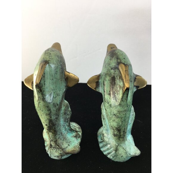 Vintage Solid Bronze Dolphins Figurines Sculptures Statue Home Decor - Set of 2 - Picture 15 of 16